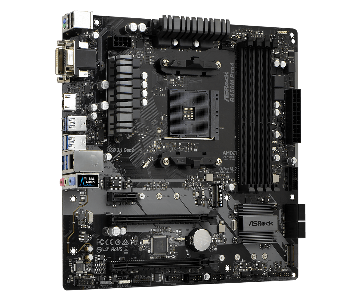 ASRock B450M Pro4-F AMD AM4 Micro ATX Motherboard