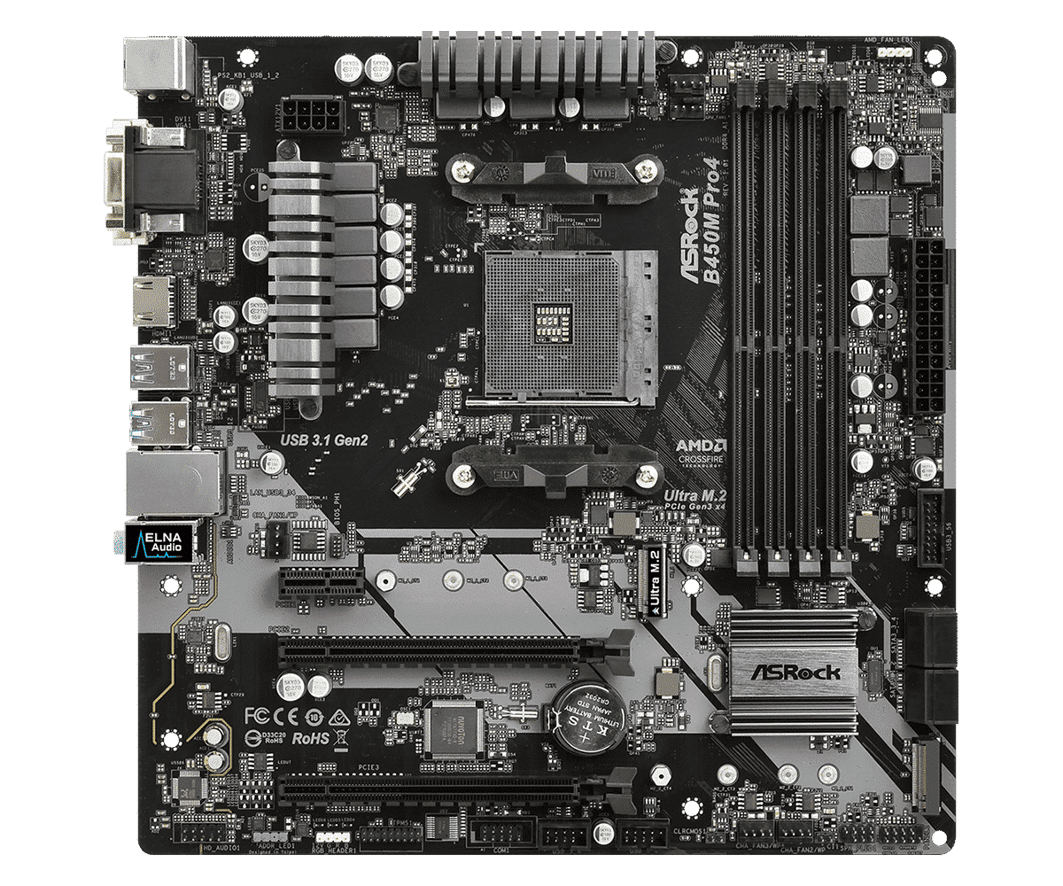 ASRock B450M Pro4-F AMD AM4 Micro ATX Motherboard
